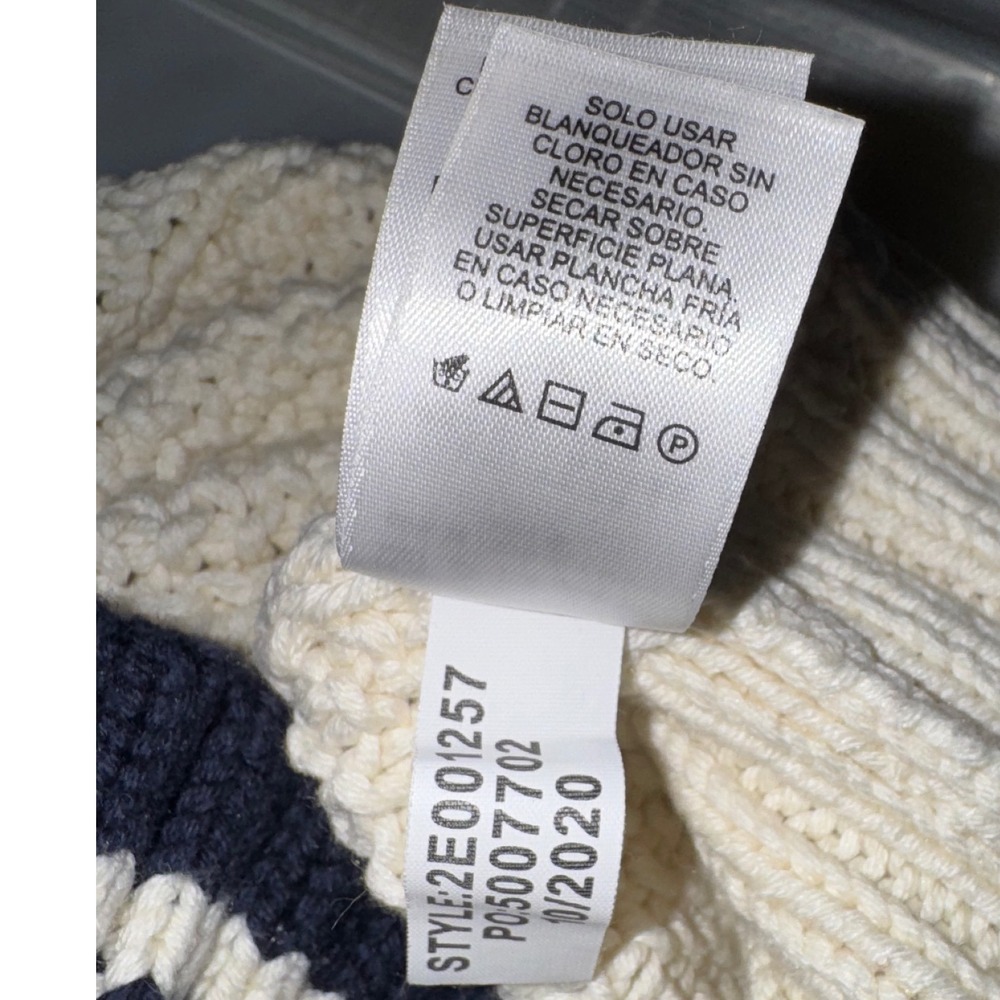 Vineyard Vines Cable Knit Turtleneck‎ Sweater Cream Navy Stripe XS - Picture 10 of 11